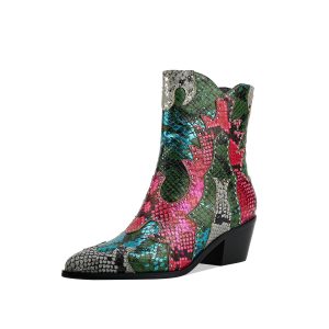Misgala Chunky Heel Pointed Toe Splicing Ankle Boots