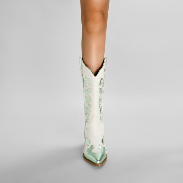 Misgala Mid-Calf Embroidered Pull On Western  Cow Girl Boots - Image 6