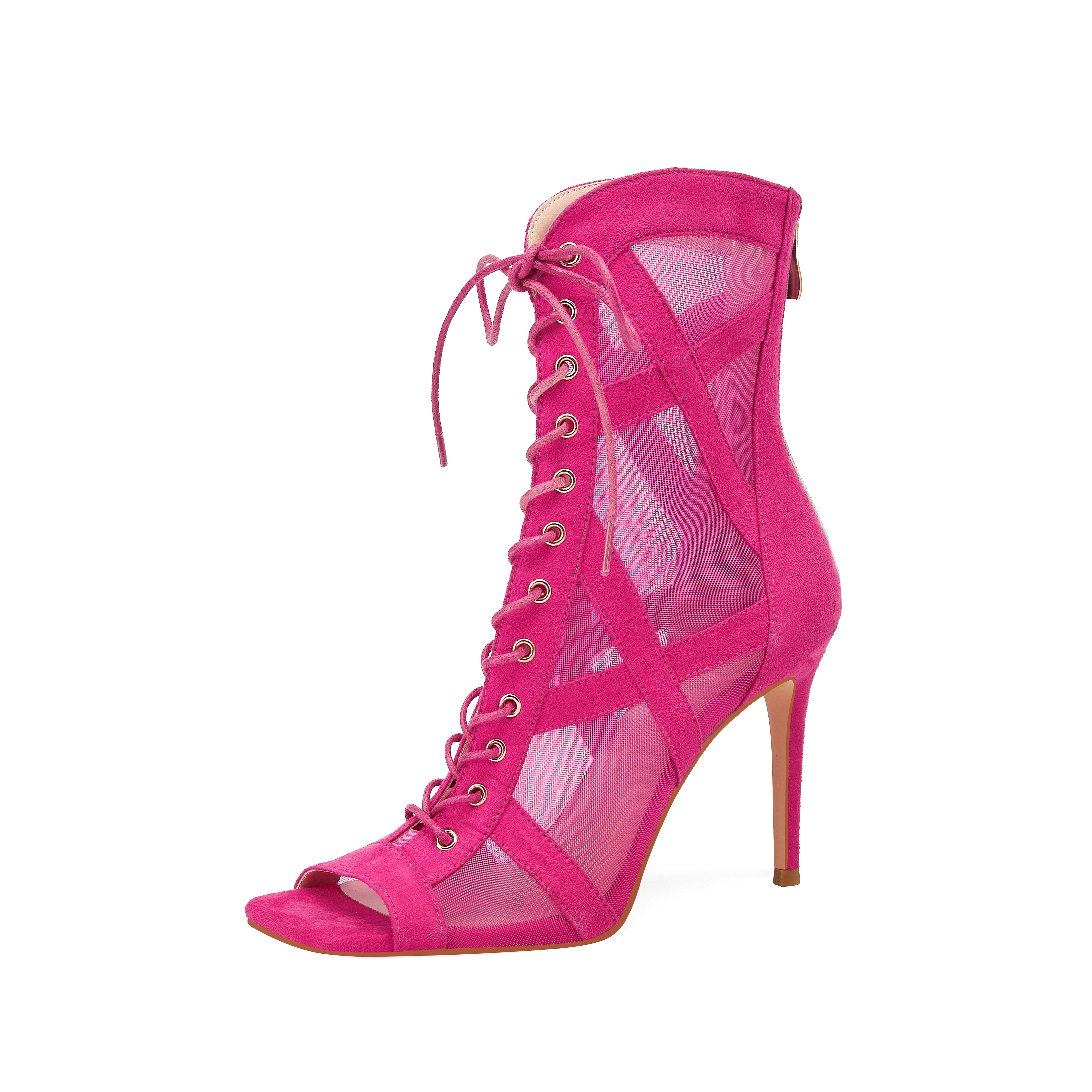 Misgala square and open toe high heels summer ankle boots